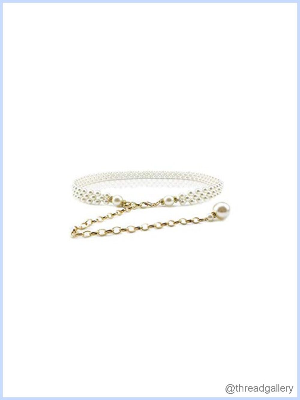 Pearl Decorative Metal Waist Chain Adjustable Clasp Belt for Women